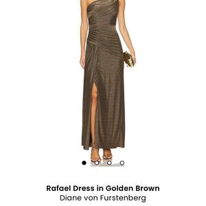 Fall Wedding Guest Dress DVF Gold Dress